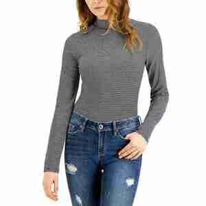 Self Esteem Striped Mock-Neck Bodysuit